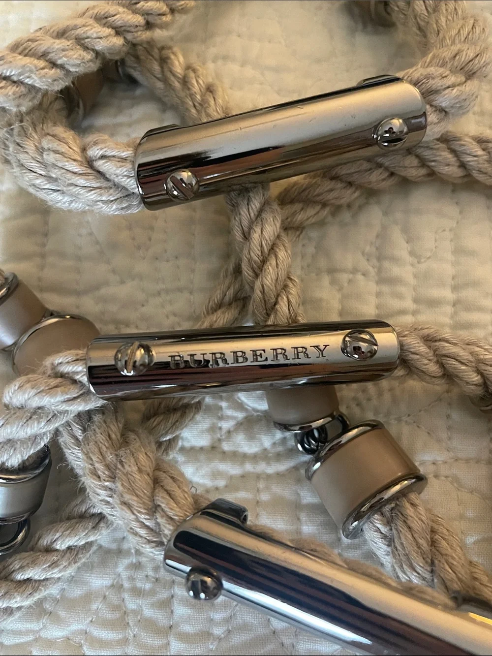 Burberry Taupe Rope Necklace with Silver-Tone Accents